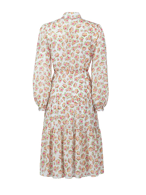 Белое платье из вискозы и шелка с розами, 2