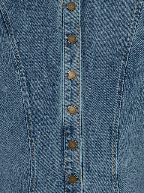 Джинсовое платье-мини на кнопках, 3