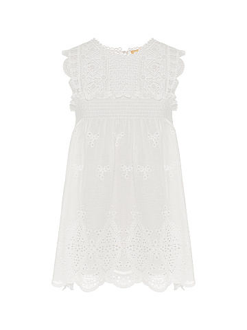 Белый хлопковый топ с перфорацией, 1