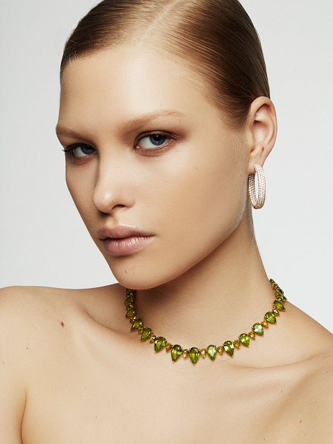 Хупсы из желтого золота с бриллиантами круглой огранки, 2 Хупсы из желтого золота с бриллиантами круглой огранки, 2