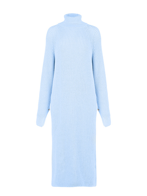 Голубое платье-миди крупной вязки, 1 Голубое платье-миди крупной вязки, 1