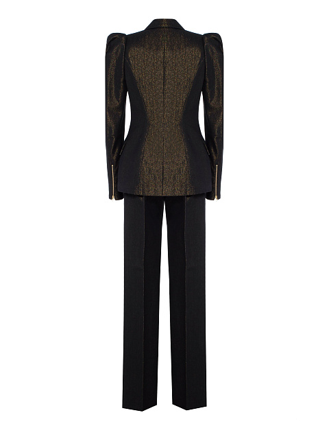 Черный костюм-двойка из джинсовой ткани с золотым напылением, 2