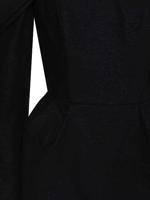 Черное платье-миди из шерсти с люрексом и кружевом, 3