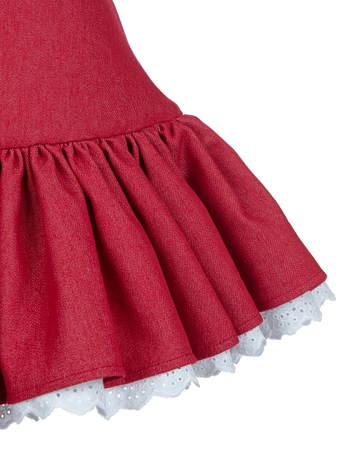 Красная юбка-мини из денима с отделкой из хлопкового шитья, 3