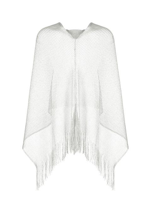 Серебристое пончо из сетки с бахромой, 2
