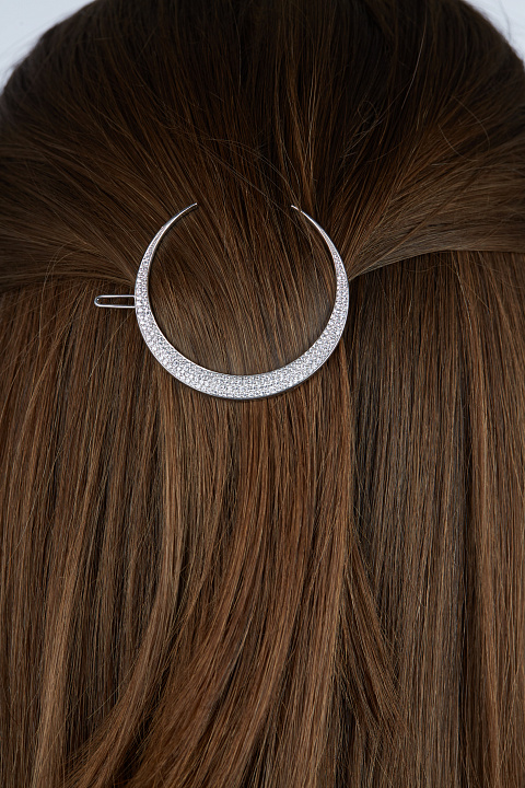 Заколка в виде полумесяца с фианитами, 3