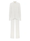 Костюм из белой жатой вискозы, рубашка на пуговицах + брюки на резинке