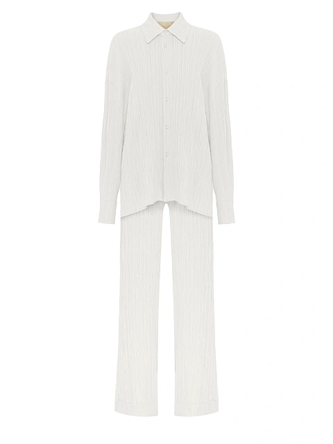 Белый комплект из рубашки и брюк, 1