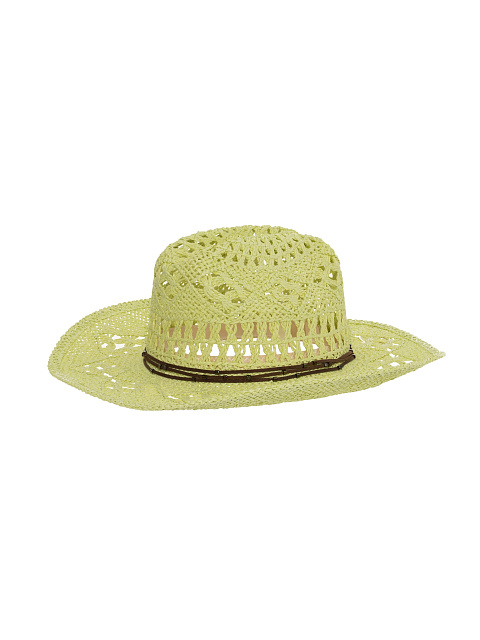 Салатовая шляпа из соломы с замшевым шнуром и бусинами, 1 Салатовая шляпа из соломы с замшевым шнуром и бусинами, 1