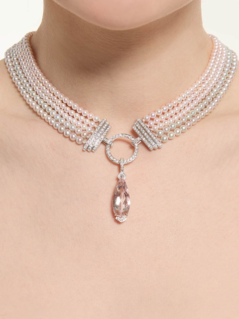 Кулон из белого золота с морганитом в огранке «груша», 3 Кулон из белого золота с морганитом в огранке «груша», 3