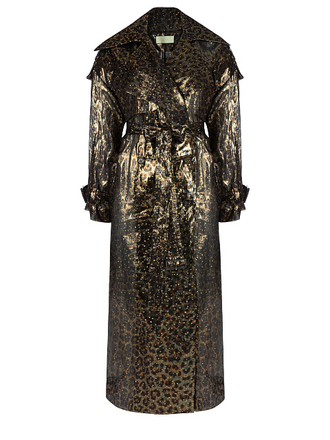 Шелковый двубортный тренч с леопардовым принтом, 2 Шелковый двубортный тренч с леопардовым принтом, 2