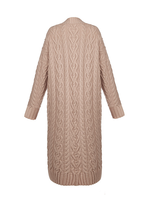 Пудрово-розовый макси кардиган с поясом, 3