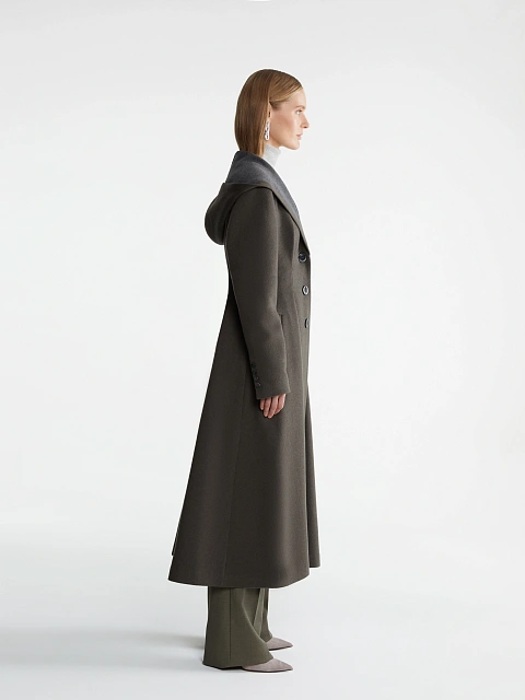 Серое однобортное пальто с капюшоном, 3 Серое однобортное пальто с капюшоном, 3