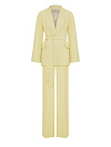 Костюм двойка из желтого твида, однобортный жакет, брюки, пояс на резинке Костюм двойка из желтого твида, однобортный жакет, брюки, пояс на резинке