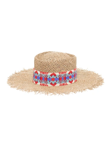 Соломенная шляпа с бахромой и вышивкой из разноцветного бисера, 1