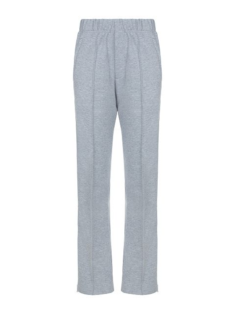 Серый трикотажный костюм с вышивкой в тон, 3