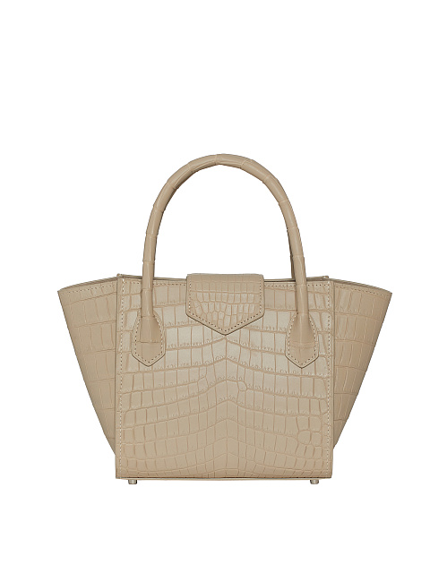 Бежевая сумка из крокодиловой кожи с лилией, 3