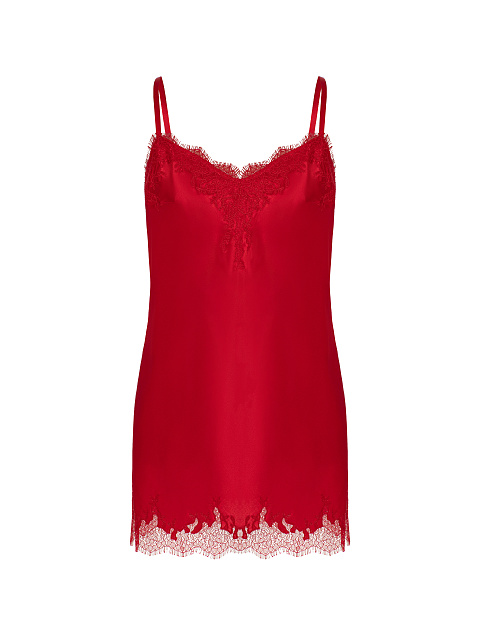 Красное платье-мини из шелка с кружевом, 1 Красное платье-мини из шелка с кружевом, 1