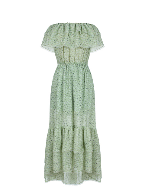 Зеленое шифоновое платье-миди, 1
