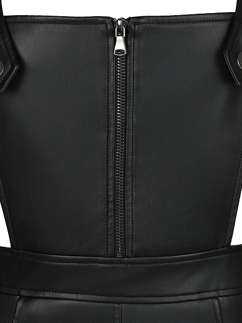 Черный сарафан из эко-кожи на лямках, 3 Черный сарафан из эко-кожи на лямках, 3