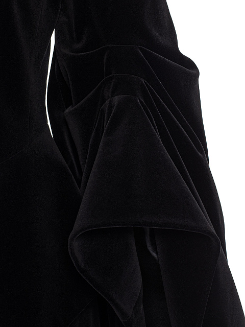 Черный бархатный костюм из жакета и юбки с разрезом, 10 Черный бархатный костюм из жакета и юбки с разрезом, 10