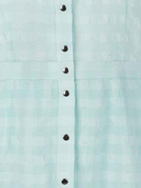 Бирюзовое шифоновое платье-мини в клетку, 3