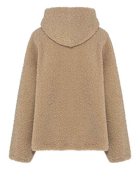 Бежевое худи из эко-меха, 2
