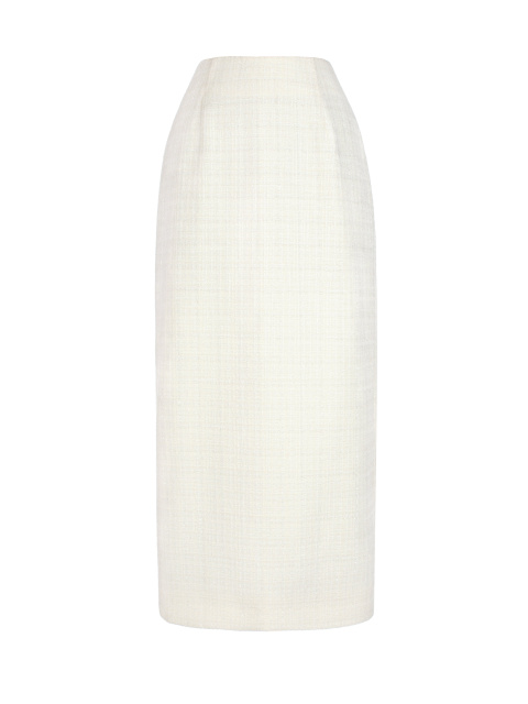 Молочная твидовая юбка-миди, 1
