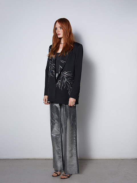 Прямые джинсы с серебряным напылением, 6