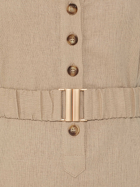 Льняное платье-миди с персиковым шитьем, 6