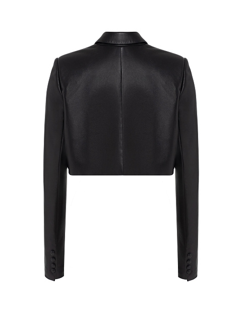 Черный укороченный жакет из кожи, 2