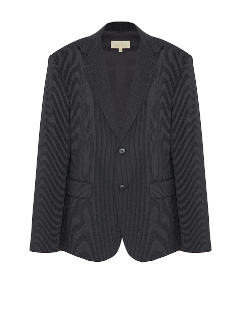 Темно-серый объемный жакет в полоску, 1