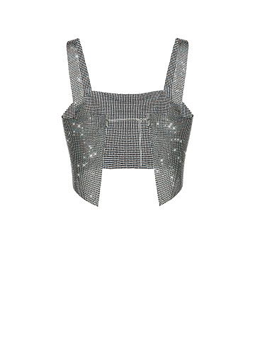 Черный укороченный топ со стразами, 2