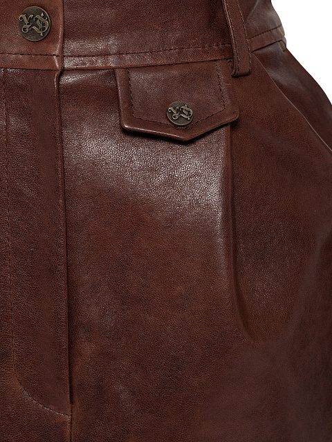 Коричневый костюм-двойка из кожи, 7