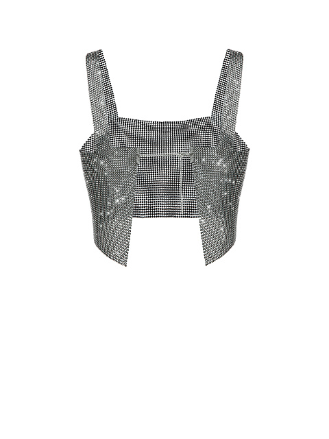 Черный укороченный топ со стразами, 2