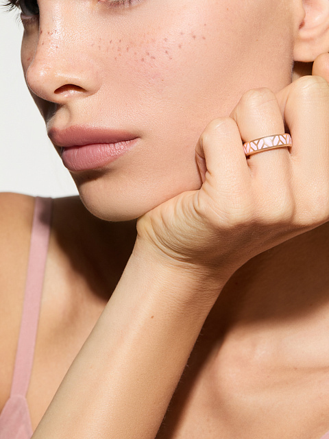 Кольцо из розового золота с эмалью Sakura Color, 3