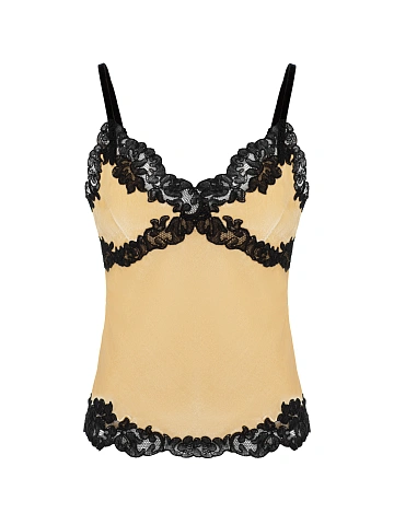 Желтый топ из бархата с кружевом, 1
