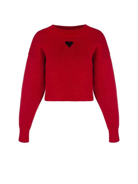 Красный укороченный свитер с сердцем, 1