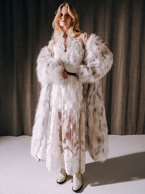 Белое платье-миди из кружева, 6