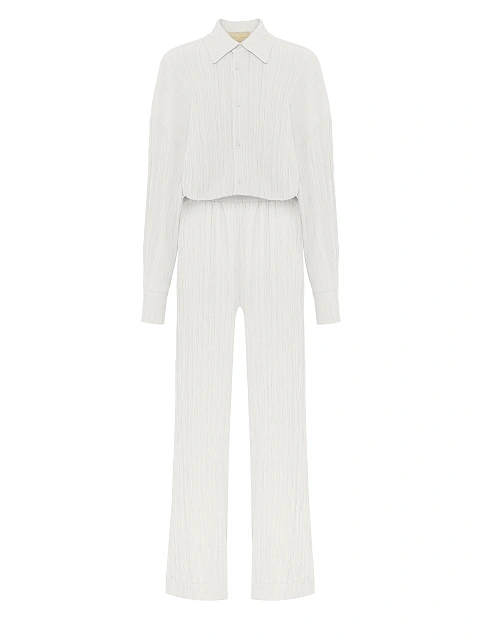 Белый комплект из рубашки и брюк, 3