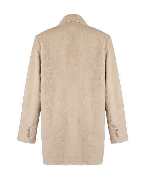 Бежевый однобортный жакет из эко-меха, 2