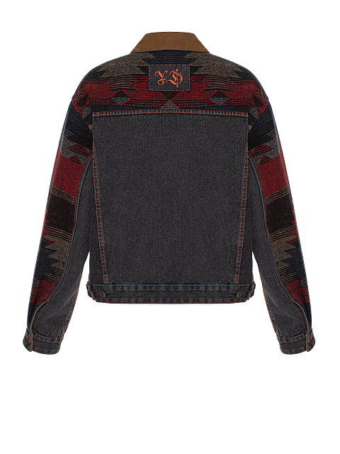 Серая джинсовая куртка с отделкой из шерсти и замши, 7