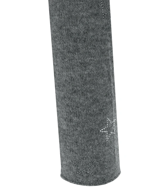 Серый укороченный пуловер из кашемира со звездами, 3 Серый укороченный пуловер из кашемира со звездами, 3