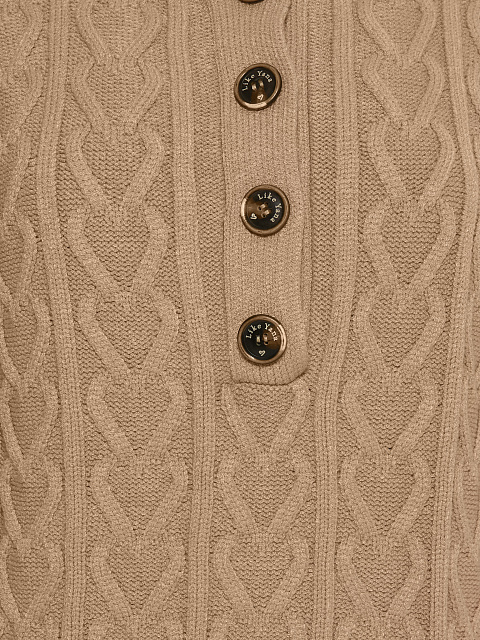 Бежевый вязаный комплект из пуловера и брюк, 5