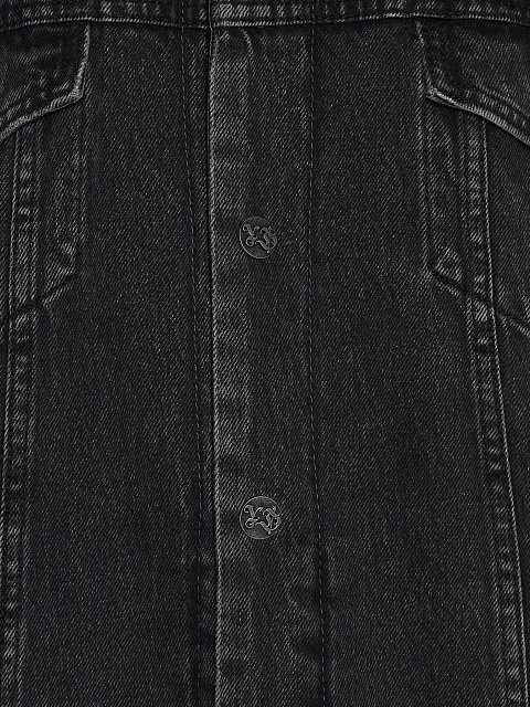 Черная джинсовая куртка с воротником из каракуля, 4 Черная джинсовая куртка с воротником из каракуля, 4