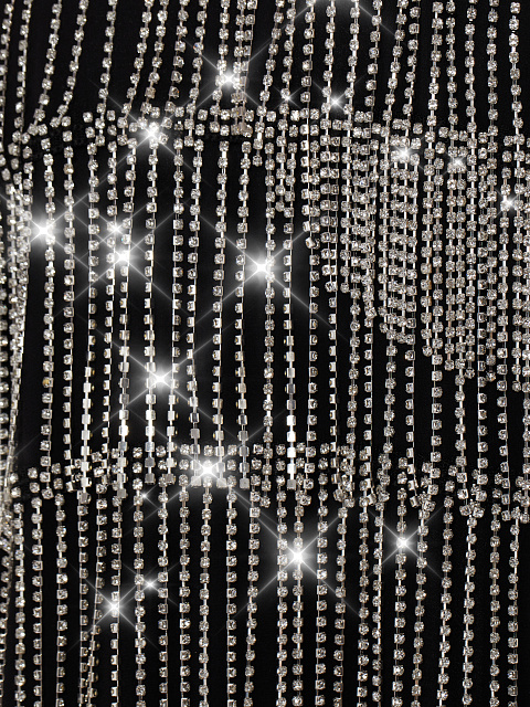 Черный жакет из шифона с бахромой из страз, 3 Черный жакет из шифона с бахромой из страз, 3