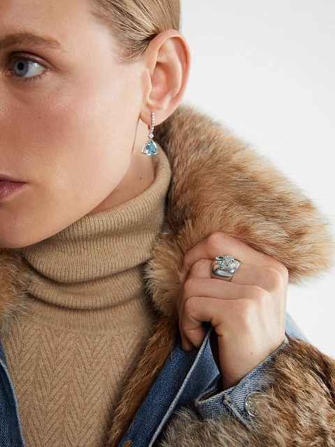 Кольцо из белого золота с турмалином Параиба, 7