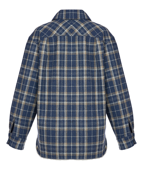 Синяя рубашка в клетку с подкладкой из серого искусственного меха, 2 Синяя рубашка в клетку с подкладкой из серого искусственного меха, 2