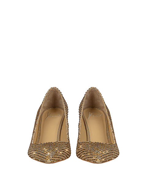 Бежевые лодочки в золотистых стразах, 2 Бежевые лодочки в золотистых стразах, 2
