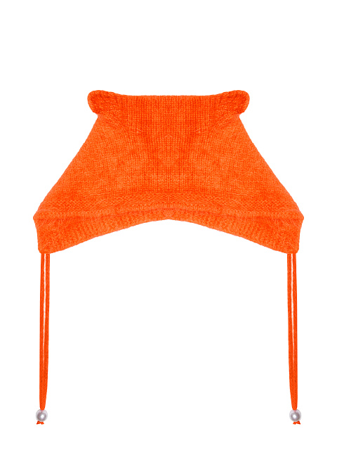 Оранжевая шапка с ушками из ангоры, 1